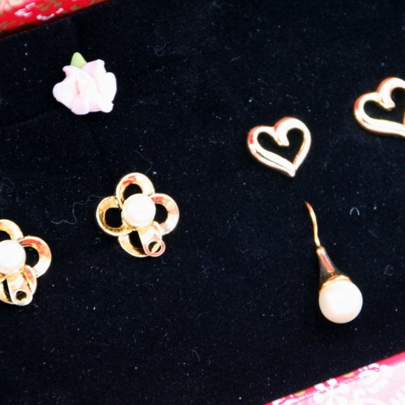 4 Piece Gold -Colored Earring Set - Picture 4 of 5